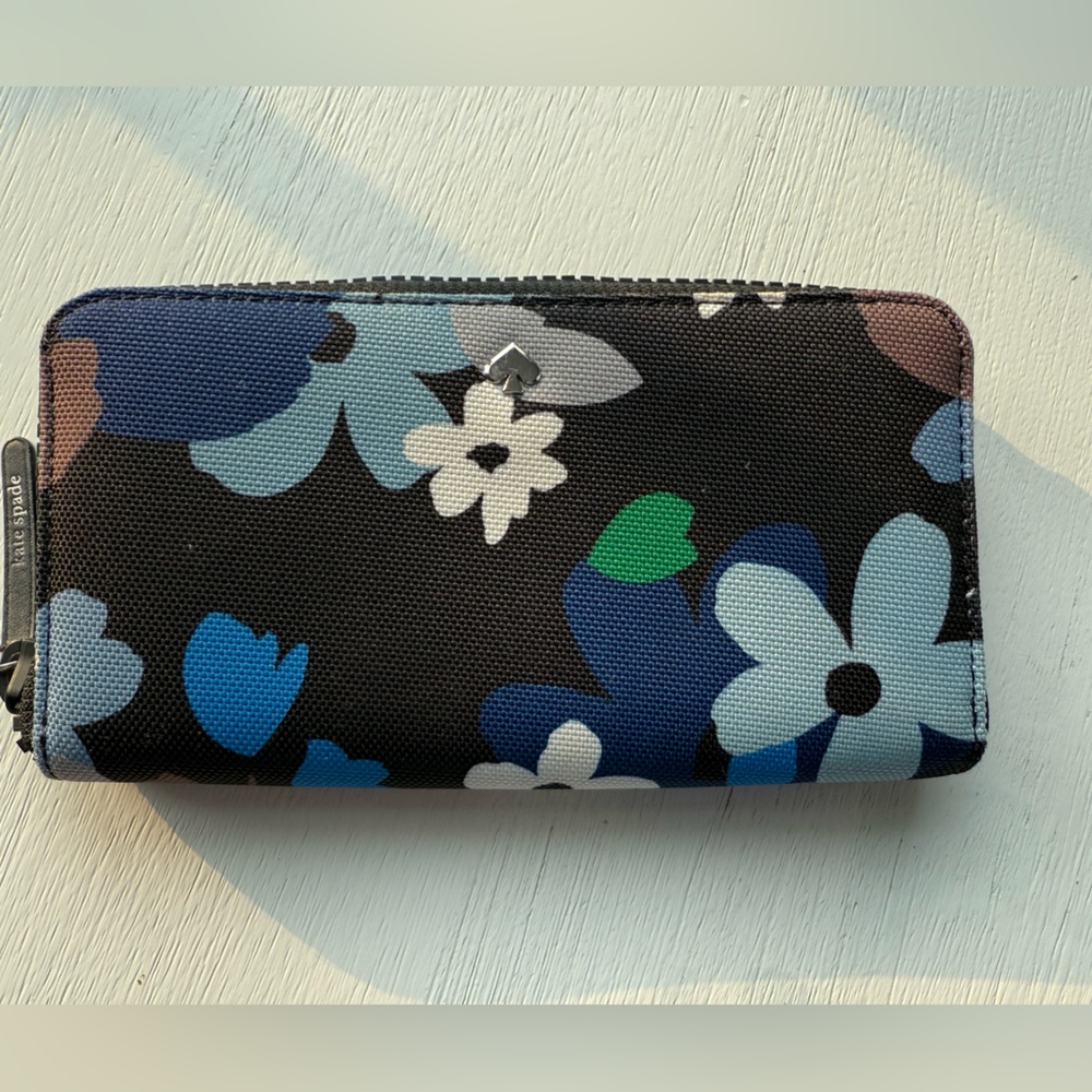 Kate Spade Black and Blue Floral Wallet